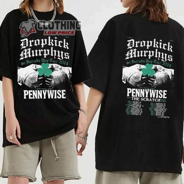 Dropkick Murphys Band Tour 2024 Merch, Dropkick Murphys St. Patrick’S Day Tour 2024 T-Shirt, Dropkick Murphys Concert 2024 With Pennywise Sweatshirt