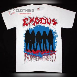 Exodus Bonded by Blood Lyrics Merch, Exodus Let There Be Blood White Shirt, Exodus Graphic Tee
