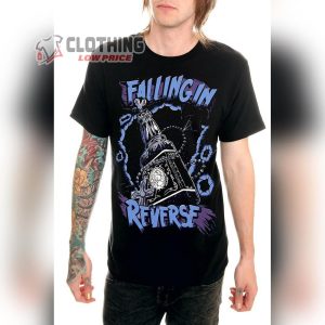 Falling In Reverse Voices In My Head Merch, Take Back Your Life Tour Falling In Reverse Black Short Sleeve Shirt