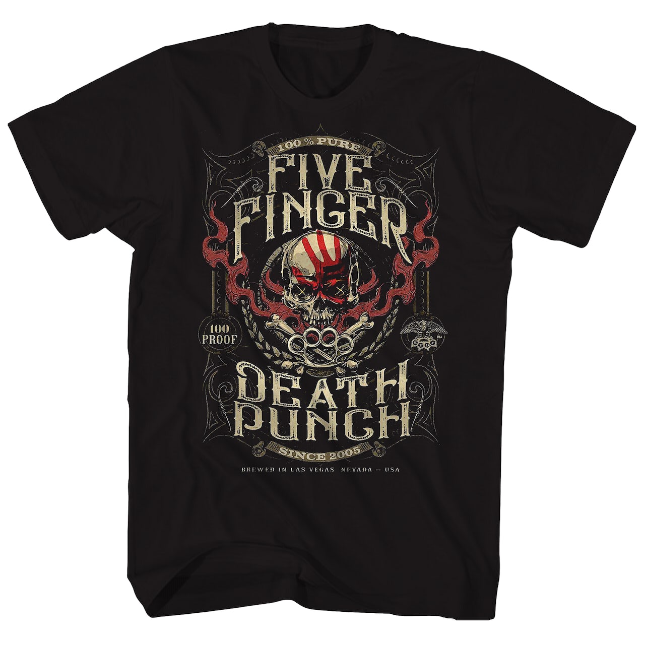 Five Finger Death Punch Las Vegas USA Tour Merch, Five Finger Death Punch War is the Answer Song Black TShirt