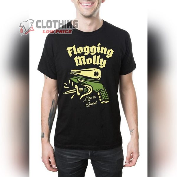 Flogging Molly Life Is Good Album Tracklist Merch, Flogging Molly Dropkick Murphys 2024 Tour Black T-Shirt
