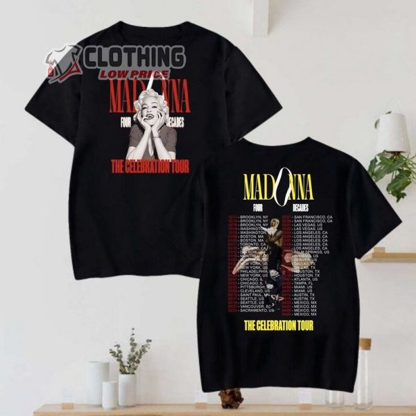 Four Decades Tour Madonna Concert Merch, Madonna Fan Gift Shirt, 2024 Tour Dates Madonna The Celebration T-Shirt, Madonna 90S Vintage Shirt