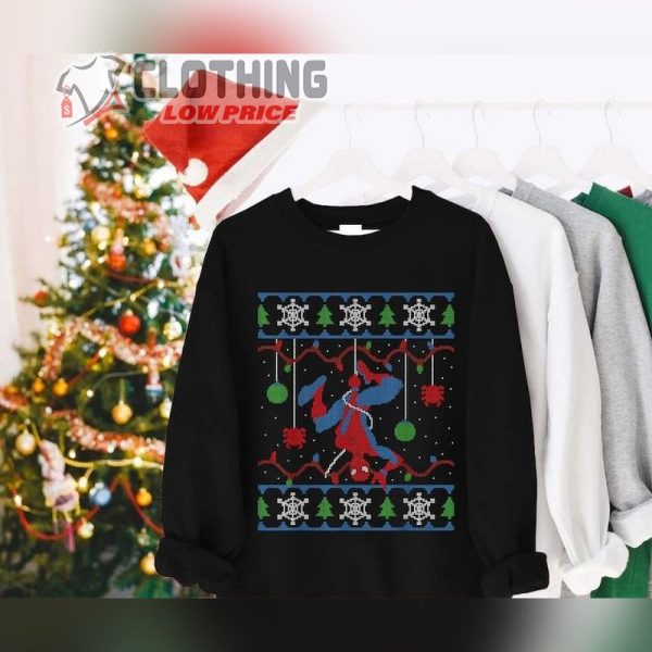 Funny Spider Man Christmas Lights Ugly Shirt, Spider Man Christmas Sweatshirt, Spider Man Christmas Hoodie