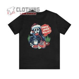 Ghost Face Santa Where You At Christmas T Shirt Horror Shirt Goth Christmas 1