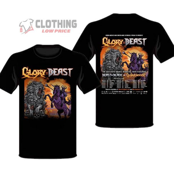 Glory And The Beast Poster 2024 Headline Tour Merch, Glory And The Beast With Brother Of Metal Tour 2024 Schedule T-Shirt