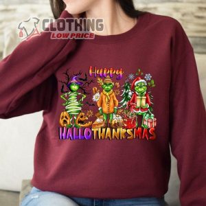 Halloween Thanksgiving Christmas Shirt, Happy Hallothanksmas Sweatshirts