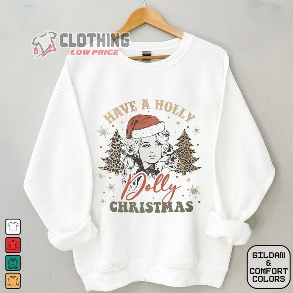 Have A Holly Dolly Christmas Shirt, Dolly Parton Christmas Merch, Dolly Parton Trending Tee, Dolly Parton Rockstar Fan Gift