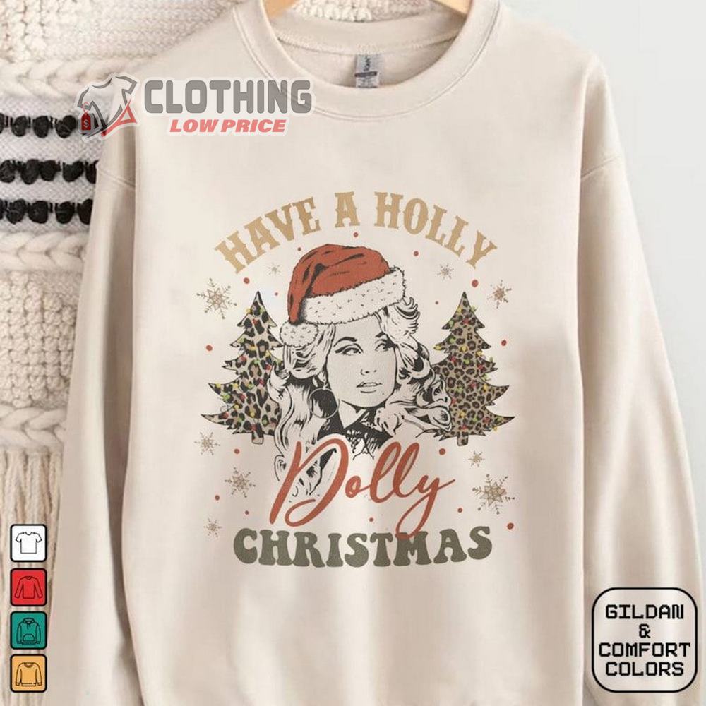 Have A Holly Dolly Christmas Shirt, Dolly Parton Christmas Merch, Dolly Parton Trending Tee, Dolly Parton Rockstar Fan Gift