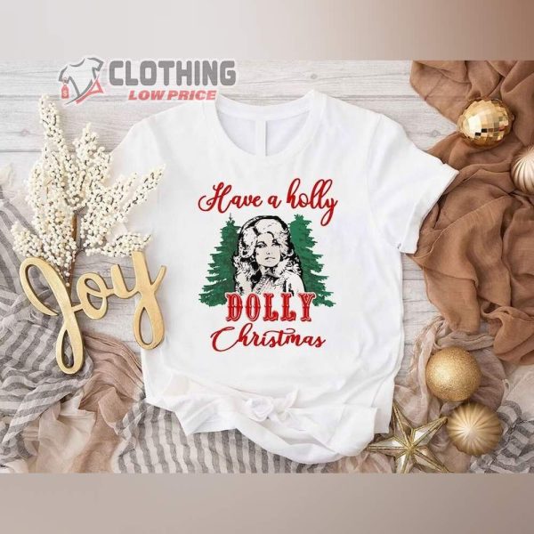 Holly Dolly Christmas Shirt, Santa Dolly Parton Merch, Dolly Parton Music Shirt, Dolly Parton Tee, Dolly Parton Rockstar Fan Gift
