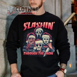 Horror Guys Christmas Sweatshirt, Slashin Through The Snow, Goth Christmas Ghost Face