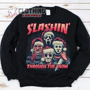 Horror Guys Christmas Sweatshirt, Slashin Through The Snow, Goth Christmas Ghost Face