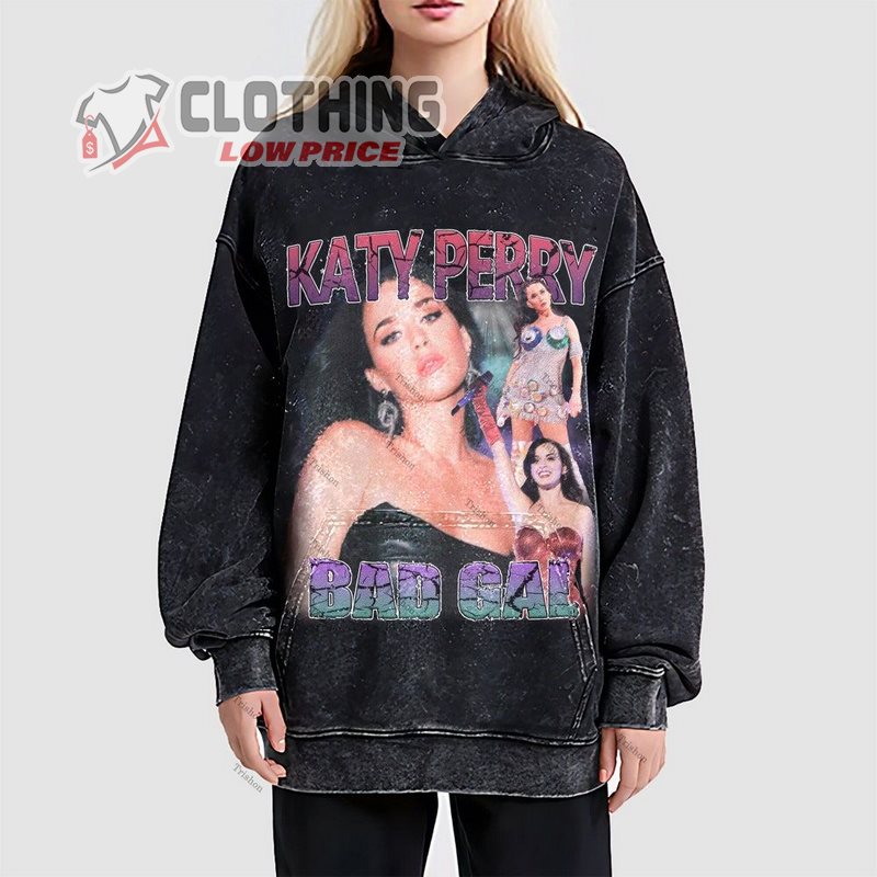 Katy Perry Washed T-Shirt, Pop Singer Homage Graphic Unisex Sweatshirt, Katy Perry Retro 90'S Fans Hoodie