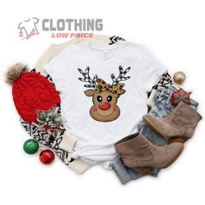 Leopard Reindeer Christmas Shirt, Reindeer Shirt, Peeping Reindeer Shirt, Merry Christmas Shirt