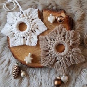 Lovely Macrame Ornament , Cute Christmas Decoration , Small Xmas Set,  Christmas Ornament, Christmas Gift For Family