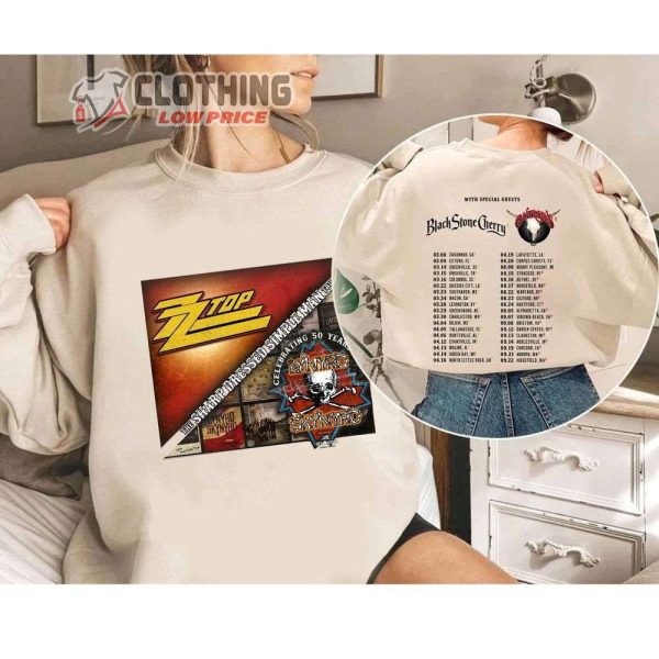 Lynyrd Skynyrd ZZ Top The Sharp Dressed Simple Man Tour Merch, Sharp Dressed Simple Man Us Tour Shirt, Lynyrd Skynyrd And ZZ Top Tour 2024 With Black Stone Chery Hoodie T-Shirt