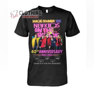 Magic Summer 2024 New Kids On The Block Merch New Kids 40th Anniversary 1984 2024 Thank You For The Memories Signatures T Shirt 2