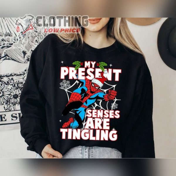 Marvel Spider Man Present Senses Tingling Christmas Sweatshirt, Disneyland Family Vacation  Trip  Gift 2023, Spider Man Christmas Hoodie