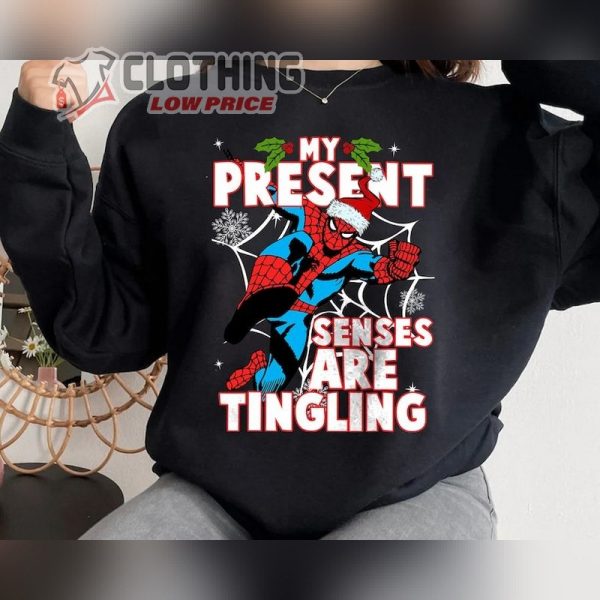 Marvel Spider Man Present Senses Tingling Christmas T- Shirt, Spider Man Christmas Sweatshirt, Spider Man Christmas Merch