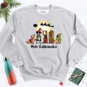 Mele Kalikimaka Dog Christmas Sweatshirt, Mele Kalikimaka Merry Holiday Hoodie, Christmas Family Tee