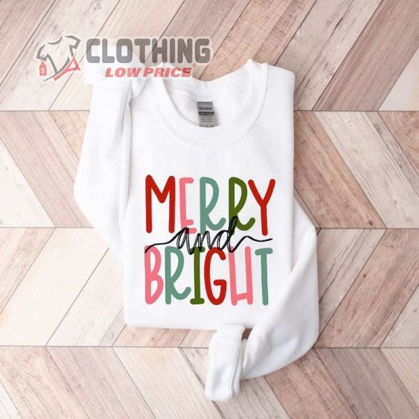 Merry And Bright Sweatshirt, Family Christmas Sweatshirt, Christmas Sweatshirts For Women