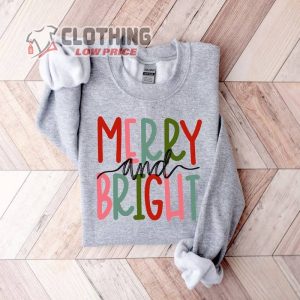 Merry And Bright Sweatshirt, Family Christmas Sweatshirt, Christmas Sweatshirts For Women