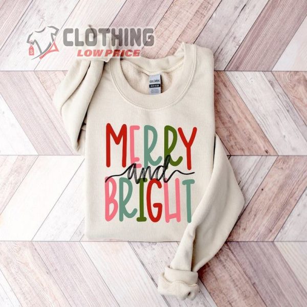 Merry And Bright Sweatshirt, Family Christmas Sweatshirt, Christmas Sweatshirts For Women