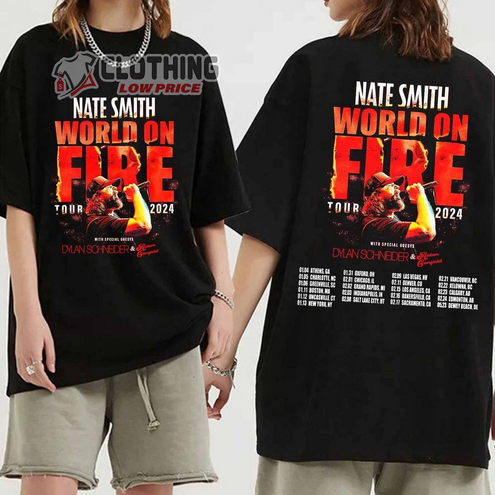 Nate Smith World On Fire 2024 Tour Merch, Nate Smith Tour 2024 With