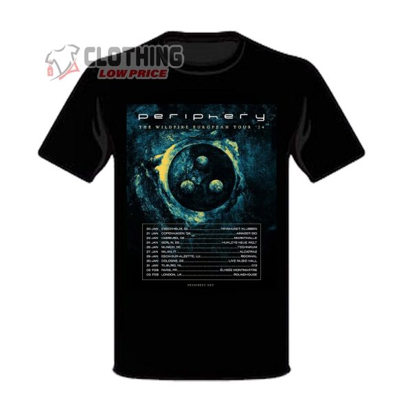 Periphery Tour 2024 Dates And Tickets Shirt, Periphery The Wildfire European Tour 2024 T-Shirt