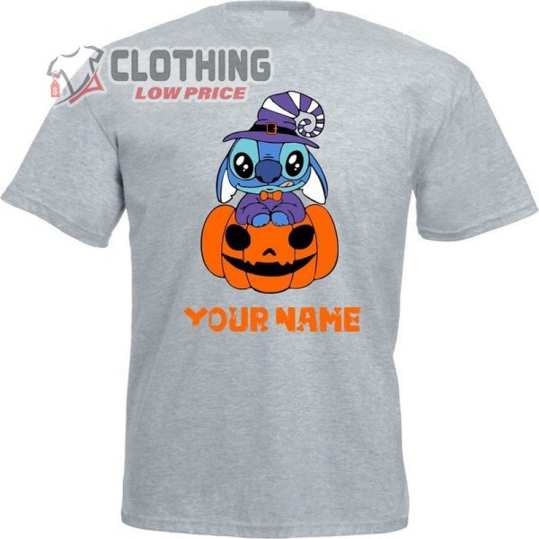 Personalized Disney Stitch Pumpkin Halloween T-Shirt, Disney Halloween Trick Or Treat Stitch Shirt