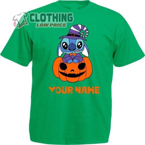 Personalized Disney Stitch Pumpkin Halloween T-Shirt, Disney Halloween Trick Or Treat Stitch Shirt