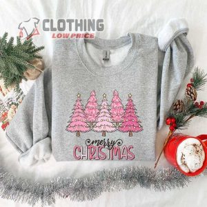 Pink Tree Christmas Sweater, Christmas Tree Sweatshirt, Holiday Sweaters For Women, Winter Sweatshirt