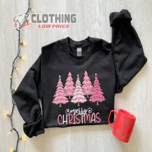 Pink Tree Christmas Sweater, Christmas Tree Sweatshirt, Holiday Sweaters For Women, Winter Sweatshirt
