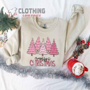 Pink Tree Christmas Sweater Christmas Tree Sweatshirt Holiday Sweaters For Women Winter Sweatshirt 3