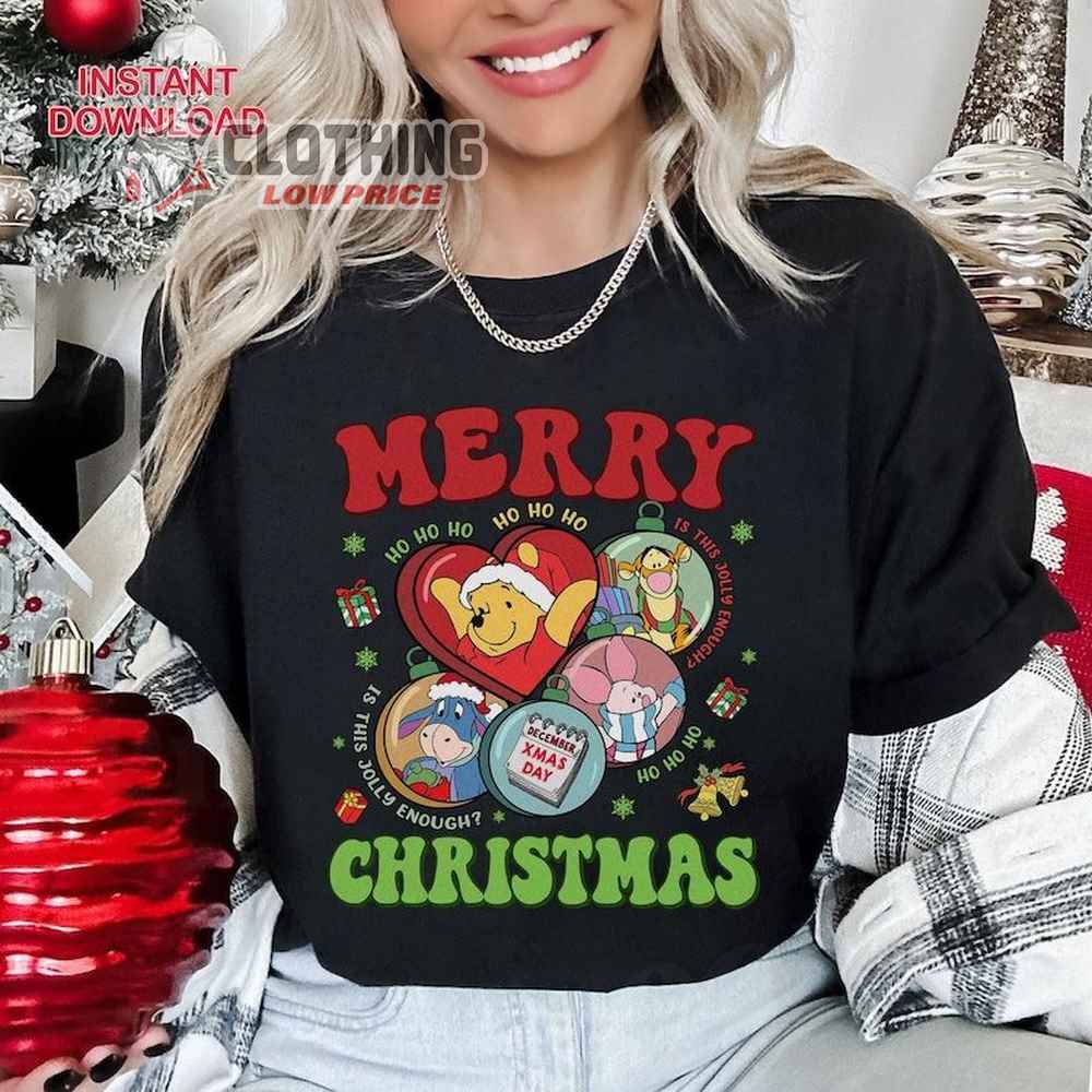 Pooh Christmas Shirt, Cute Christmas Pooh Crewneck, Christmas Shirt, Happy Christmas Day, Christmas Tee Gift