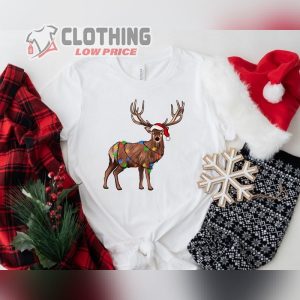 Reindeer Christmas Shirt, Christmas Lights Shirt, Peeping Reindeer Shirt, Merry Christmas Merch