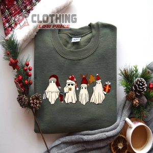 Retro Ghost Santa Sweatshirt Christmas Ghosts Shirt Santa Claus Ghost Sweatshirt 1