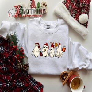 Retro Ghost Santa Sweatshirt Christmas Ghosts Shirt Santa Claus Ghost Sweatshirt 2