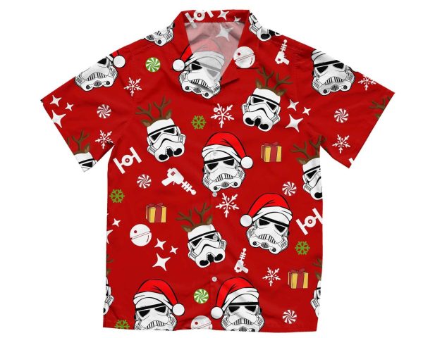 Retro Stormtrooper Santa Hat Reindeer Hawaiian Shirt, Star Wars Christmas Hawaii Shirt, Christmas Gift