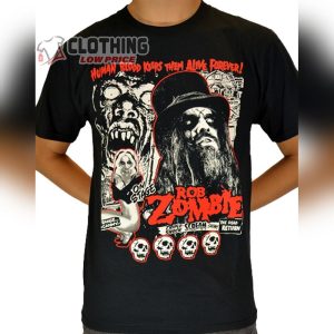 Rob Zombie Sick Bubblegum Song Merch, Rob Zombie Hellbilly Deluxe 2 Black T-Shirts, Rob Zombie Graphic Tee