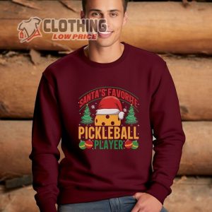 Santa Favorite Shirt Pickeleball Player DadS Christmas Tree Santas Hat Pickleball Knitwea 3