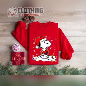 Snoopy Christmas Light Sweatshirt, Christmas Cartoon Dog Sweatshirt, Christmas Gift, Snoopy Shirt