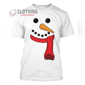 Snowman Scarf Merry Christmas Merch, Snowman White Short Sleeve Shirts, Santa Claus Tee