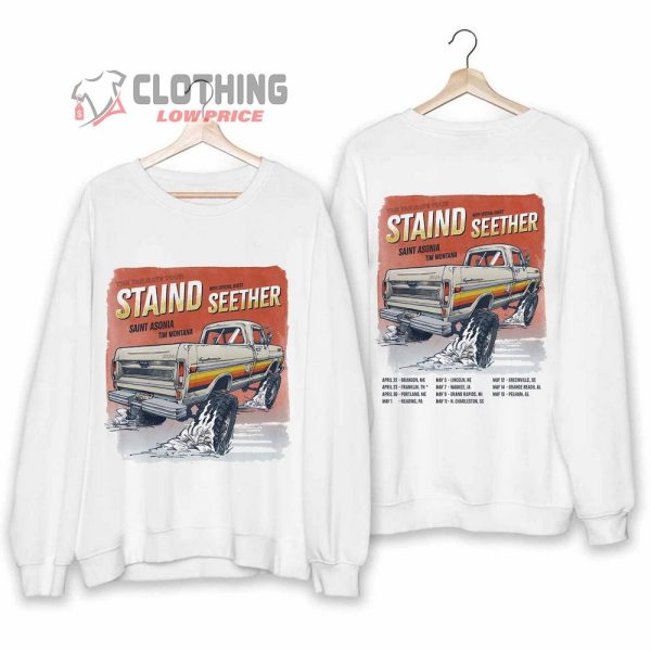 Staind And Seether Tour 2024 Merch, Staind Fan Club Sweatshirt, Staind The Tailgate Tour 2024 With Seether, Asonia, Tim Montana T-Shirt