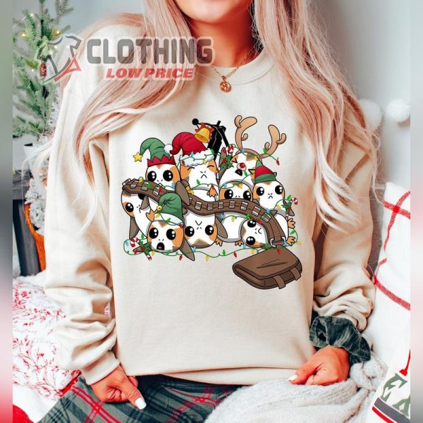 Star Wars Porgs Christmas Lights T- Shirt, Star Wars Christmas Shirt Merch, Funny Star Wars Christmas Sweatshirt