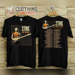 Sting My Songs 2023 Tour T- Shirt, Sting Concert Schedule 2023, Sting Tour Dates 2023 Merch