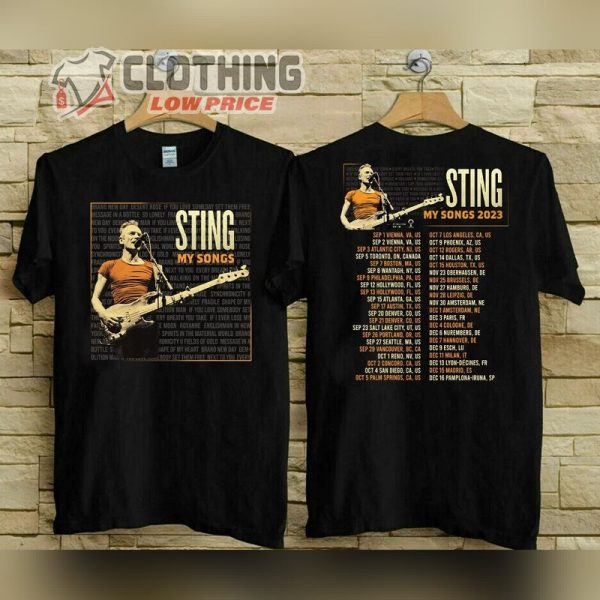 Sting My Songs 2023 Tour T- Shirt, Sting Concert Schedule 2023, Sting Tour Dates 2023 Merch