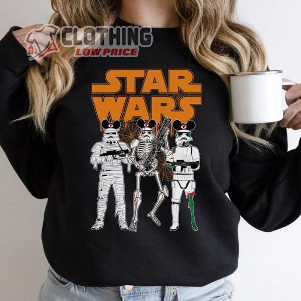 Stormtrooper Skeleton Zombie Mummy Costume Mickey Ears Halloween Sweatshirt, Funny Star Wars Halloween Hoodie