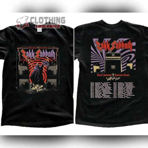The Native Howl Tour Setlist 2024 Shirt, Vintage Black Sabbath 2023-2024 Tour T-Shirt, Black Sabbath Tour Forever Forever Tour Merch, Rock Band Music Shirt