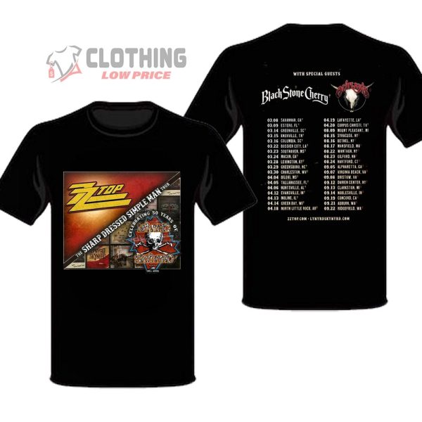 The Sharp Dressed Simple Simple Man Tour 2024 Dates Anf Tickets Merch, ZZ Top And Lynyrd Skynyrd Tour 2024 T-shirt