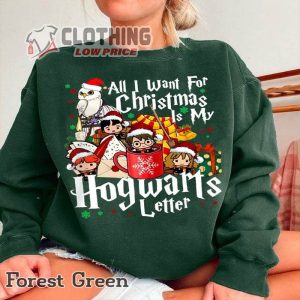 Vintage All I Want For Christmas Letter Shirt, Hp Wizard School Christmas Shirt